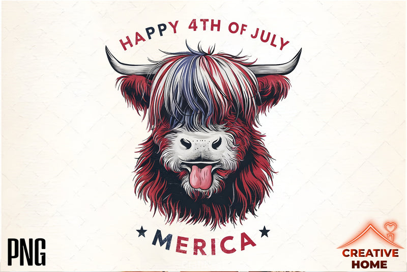 Patriotic Highland Cow Clipart Bundle 6 - CraftNest - Digital Crafting and Art