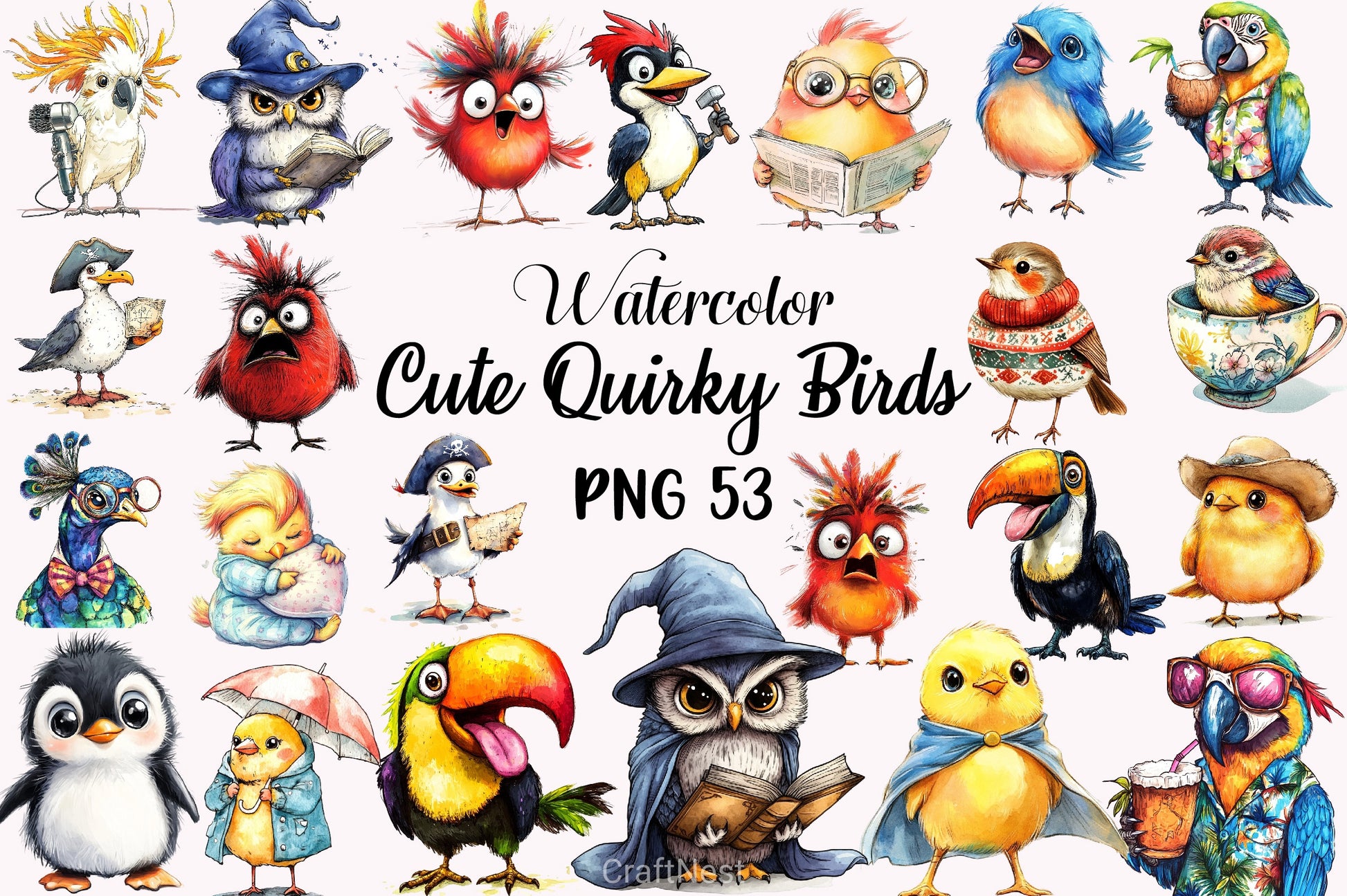 Funny Birds Clipart Bundle 13 - CraftNest - Digital Crafting and Art
