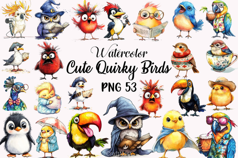 Funny Birds Clipart Bundle 13 - CraftNest - Digital Crafting and Art