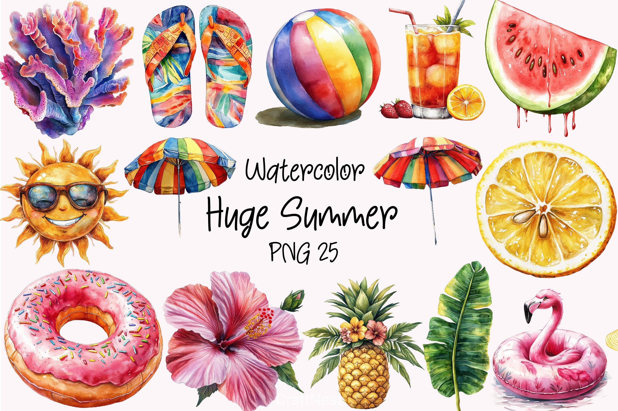 Happy Summer Clipart Bundle 3 - CraftNest - Digital Crafting and Art