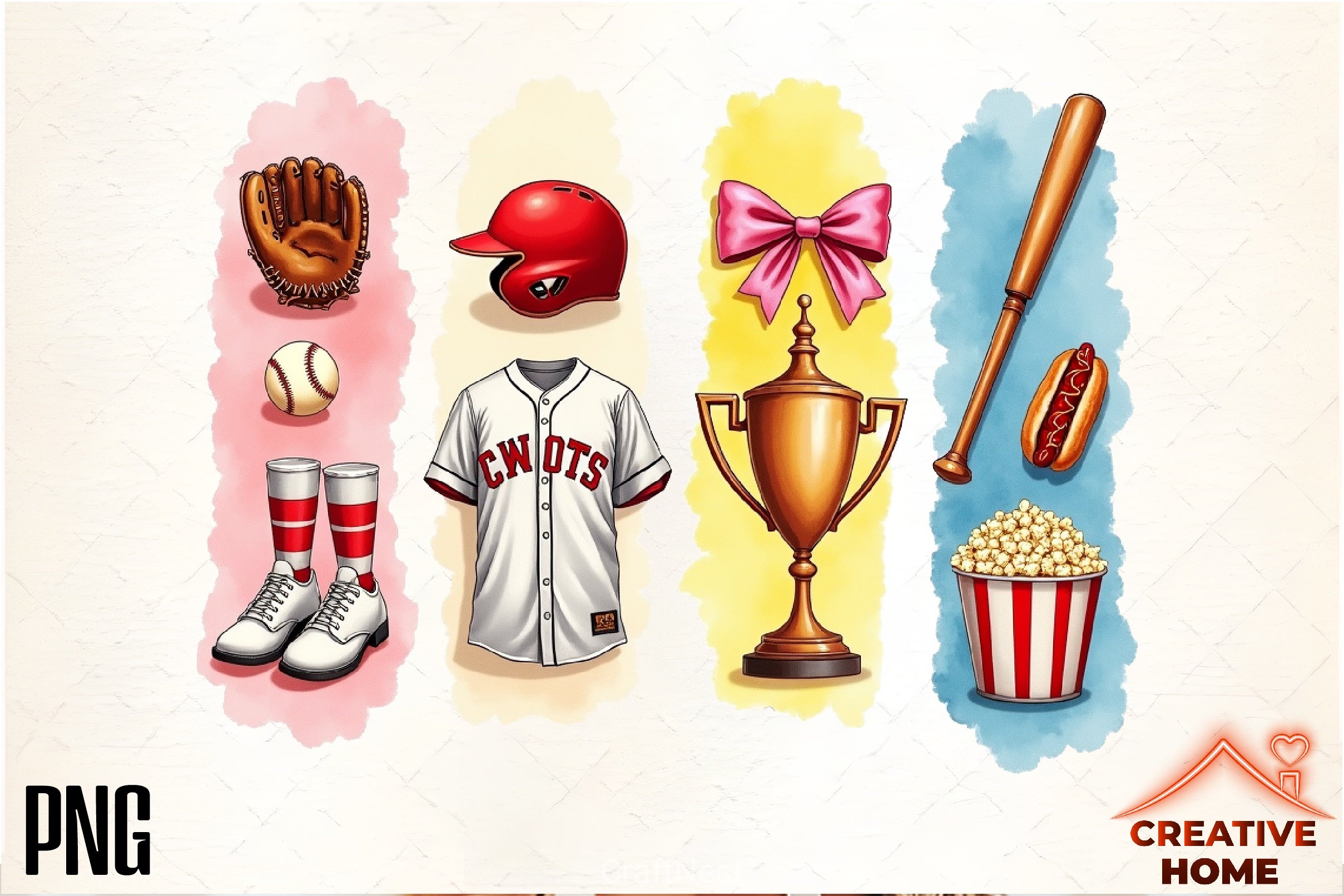 Baseball College Brushstrokes Clipart Bundle  2 - CraftNest - Digital Crafting and Art