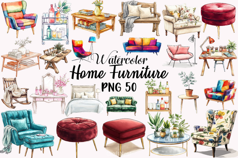 Home Furniture Clipart Bundle 3 - CraftNest - Digital Crafting and Art