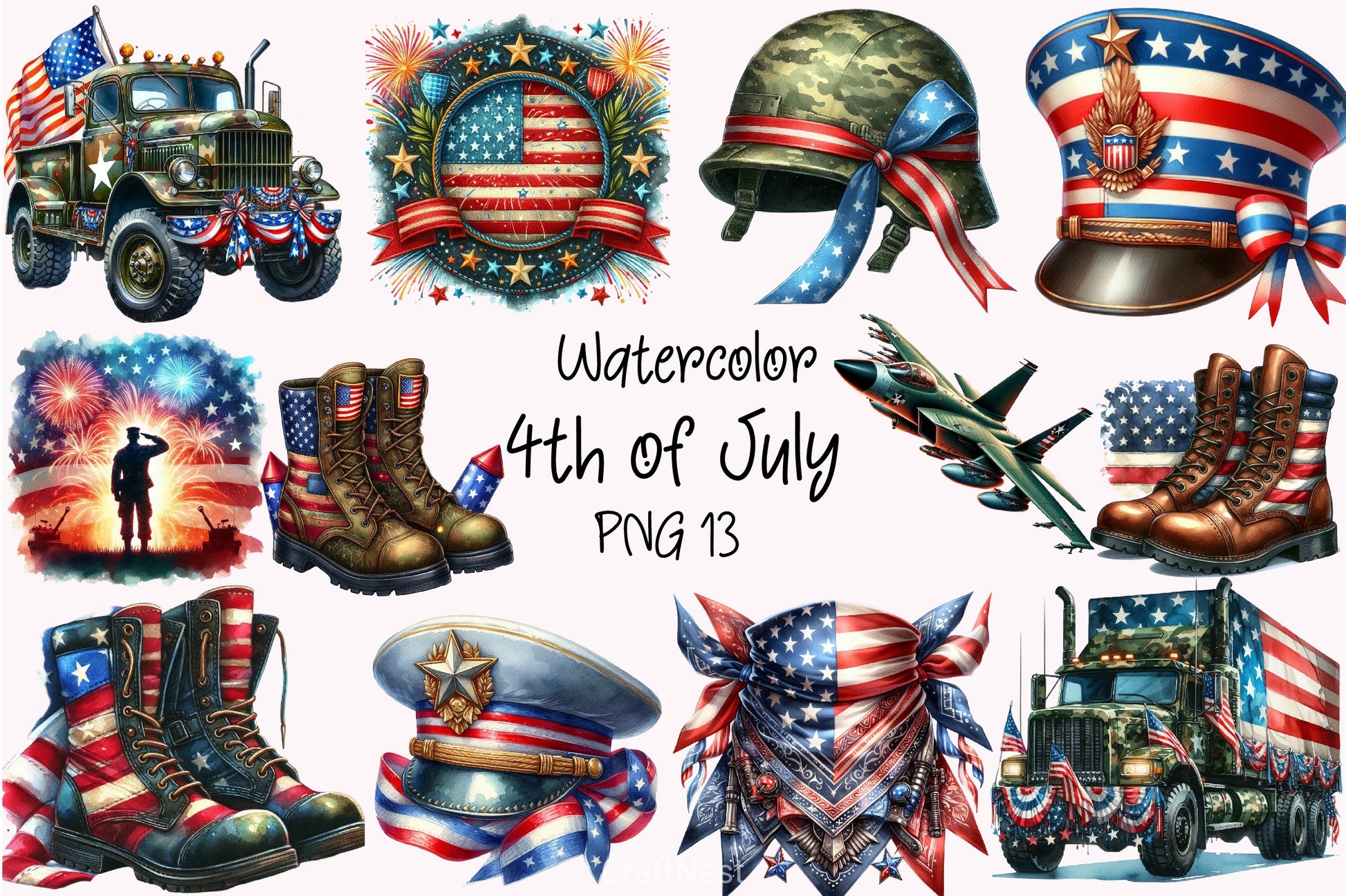 4th of July USA Clipart Bundle 3 - CraftNest - Digital Crafting and Art