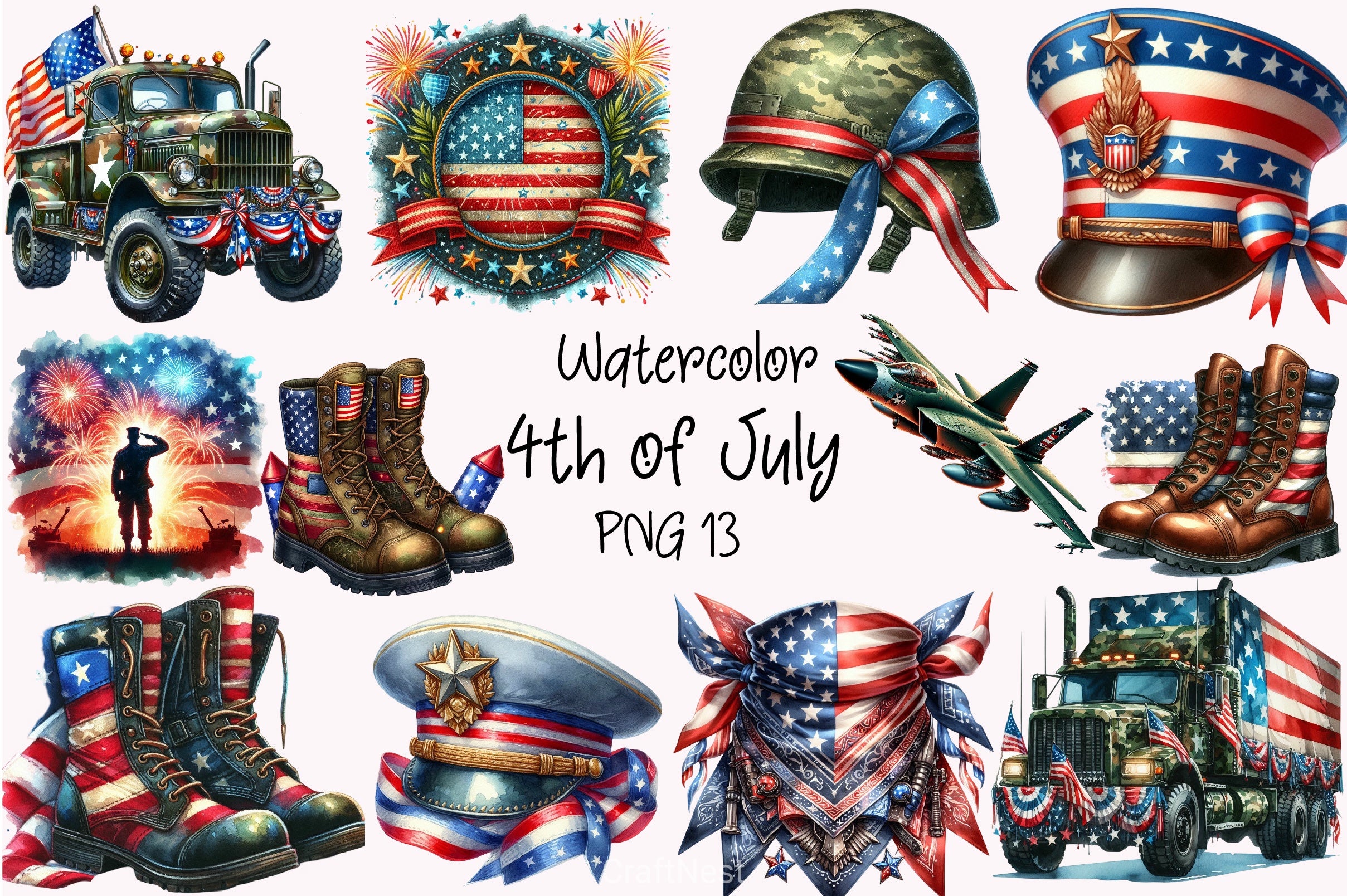 4th of July USA Clipart Bundle 3 - CraftNest - Digital Crafting and Art