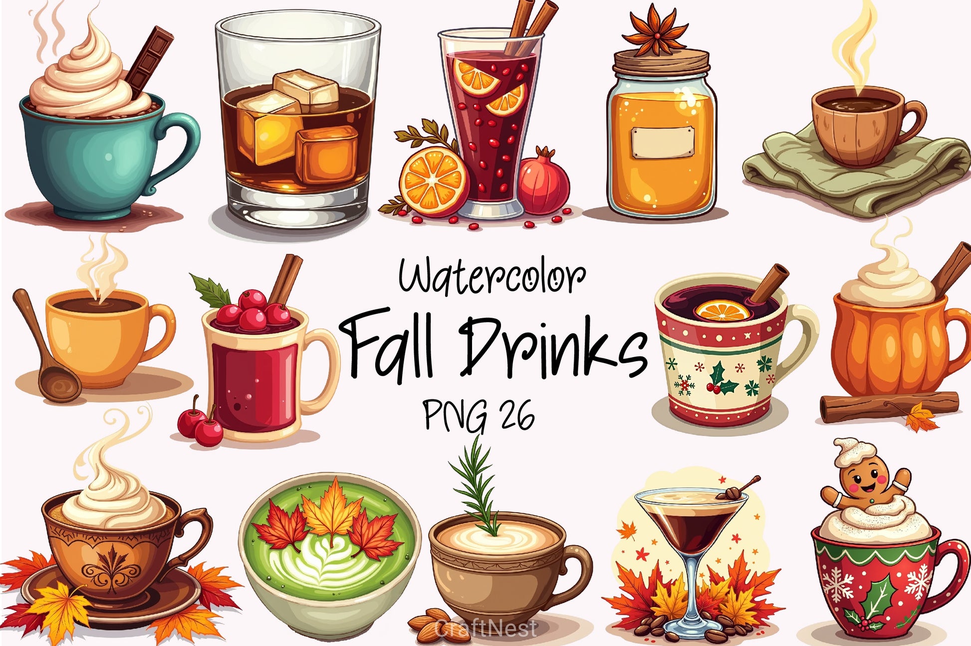 Fall Drinks Clipart Bundle - CraftNest - Digital Crafting and Art