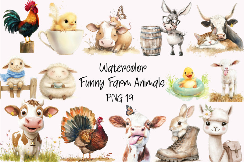 Cute Farm Animals Clipart Bundle - CraftNest - Digital Crafting and Art