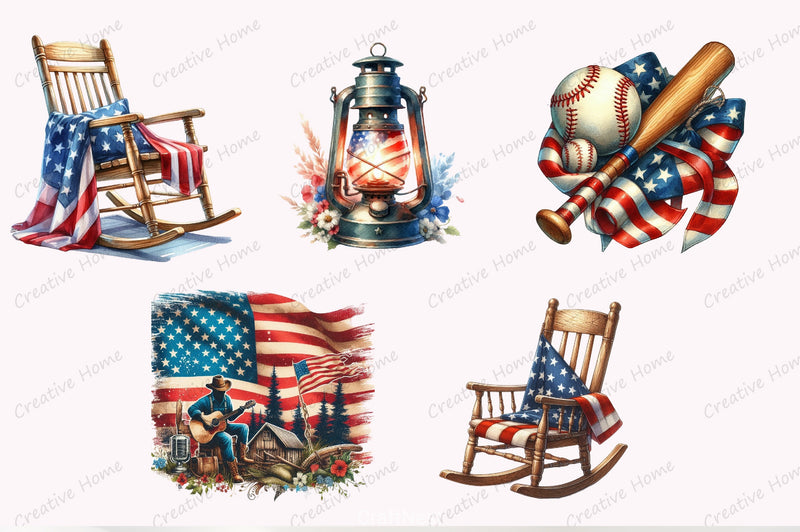 4th of July Vintage Clipart Bundle - CraftNest - Digital Crafting and Art