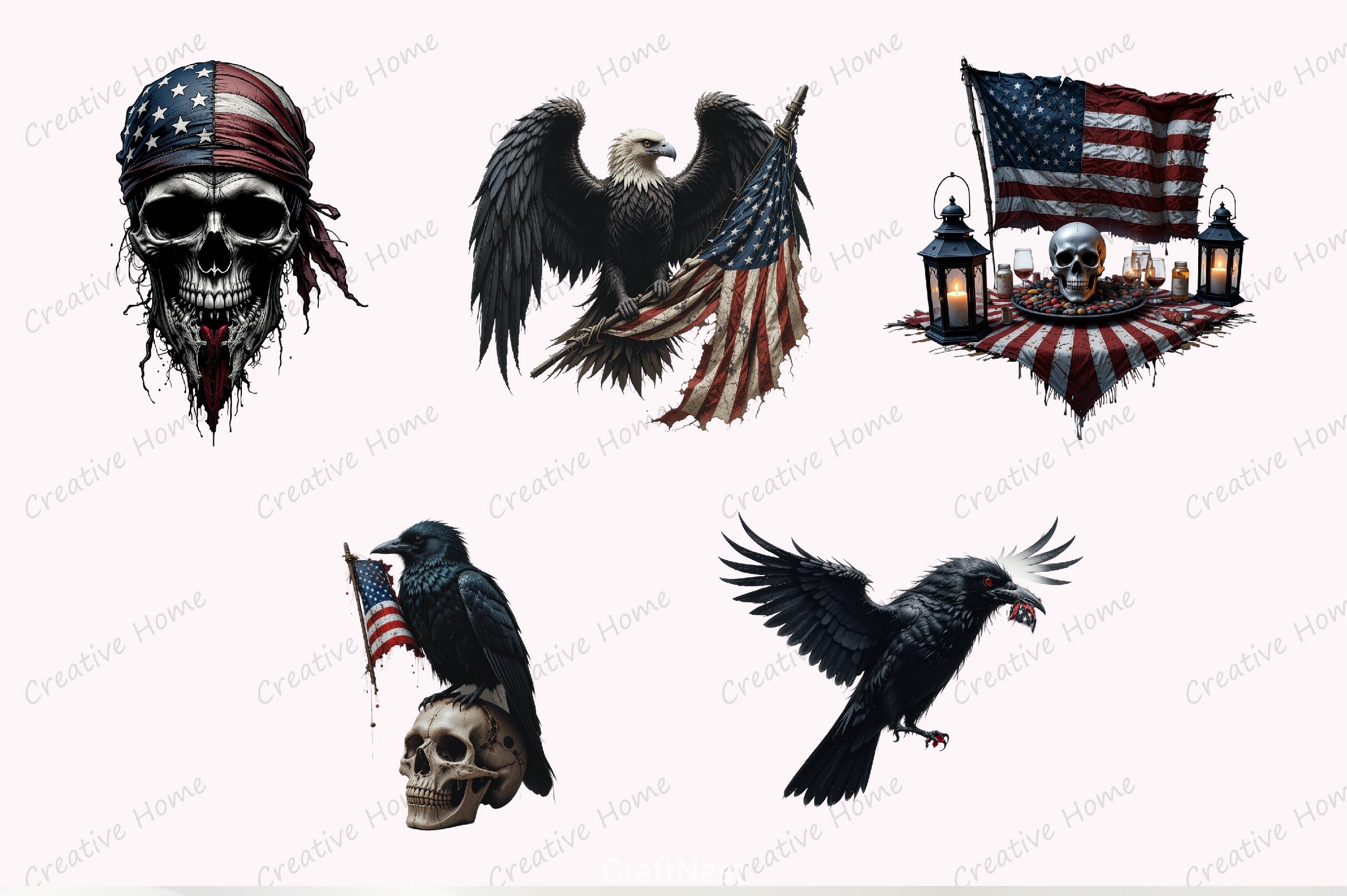 Gothic 4th July Clipart Bundle - CraftNest - Digital Crafting and Art
