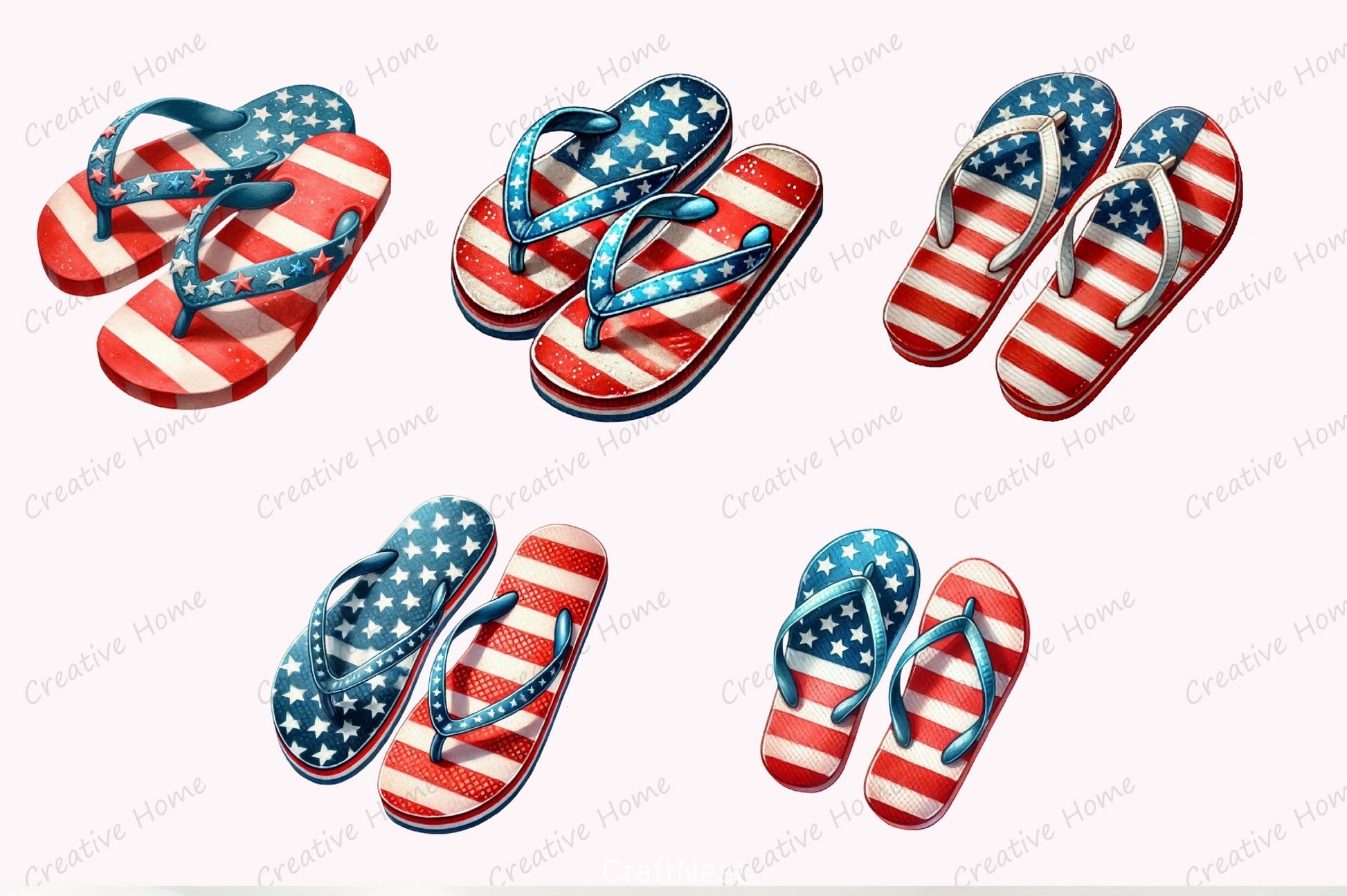 4th of July Flip Flops Clipart Bundle - CraftNest - Digital Crafting and Art