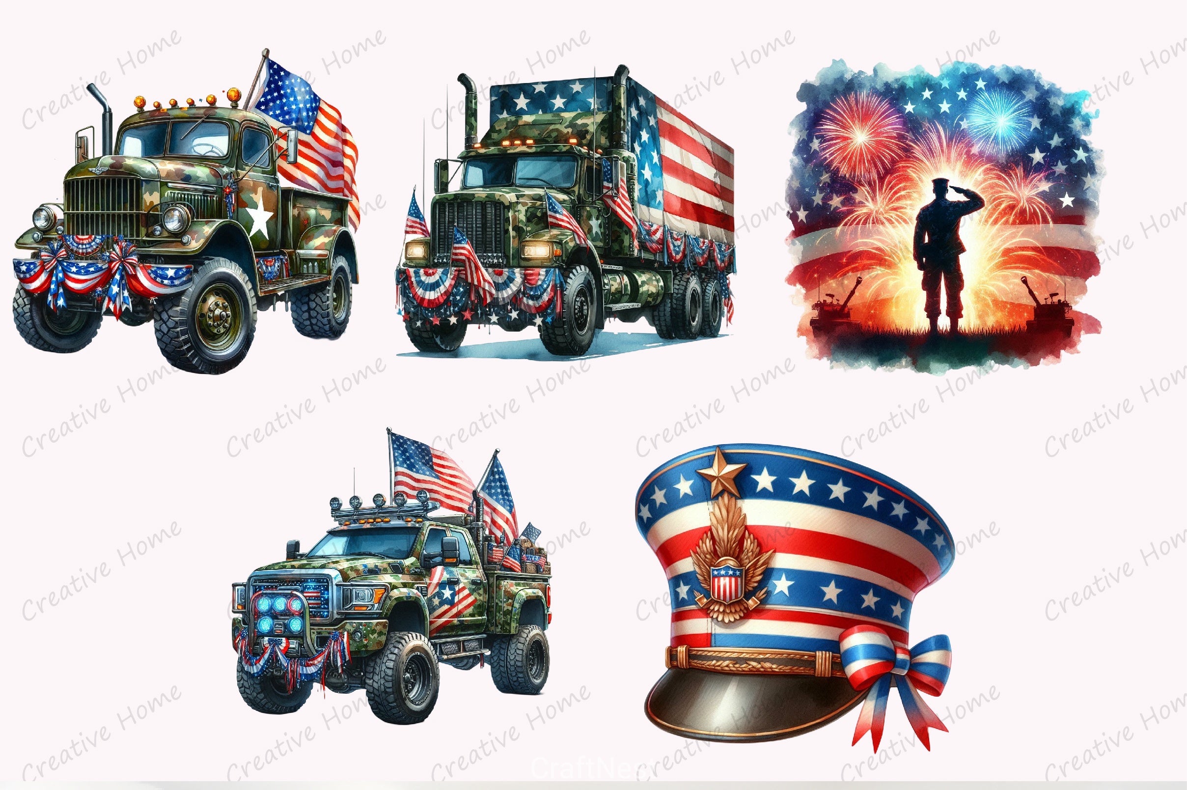 4th of July USA Clipart Bundle 3 - CraftNest - Digital Crafting and Art