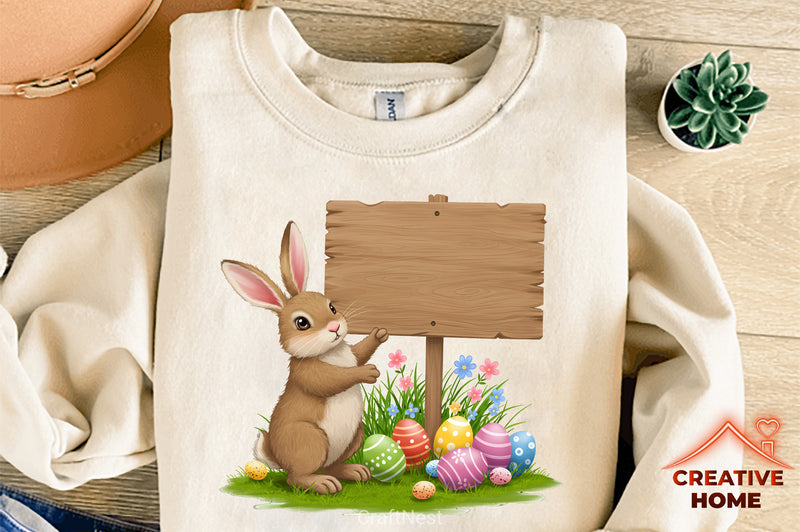 Easter Bunny Sign Board Clipart Bundle - CraftNest - Digital Crafting and Art