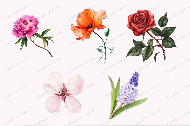 Spring Flower Clipart Bundle 6 - CraftNest - Digital Crafting and Art