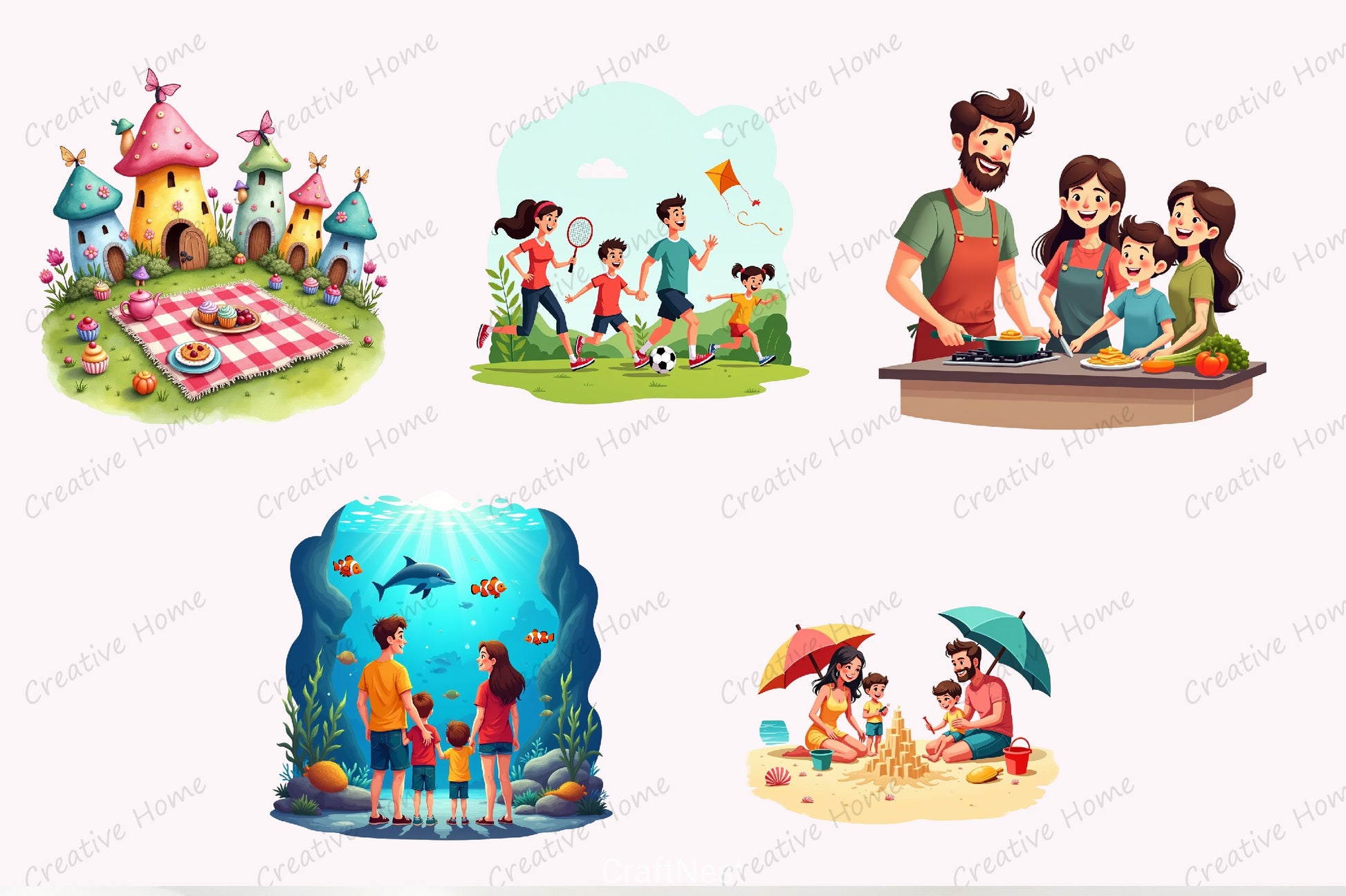 Family Time Clipart Bundle - CraftNest - Digital Crafting and Art