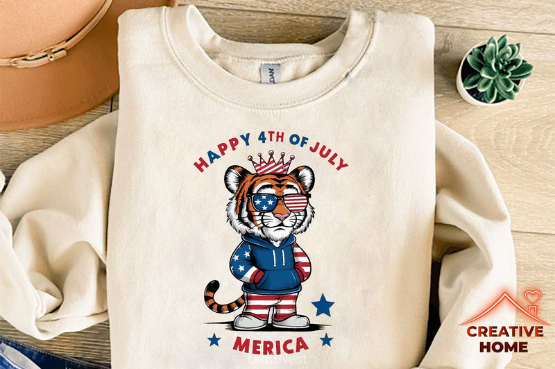 Patriotic Tiger Clipart Bundle - CraftNest - Digital Crafting and Art