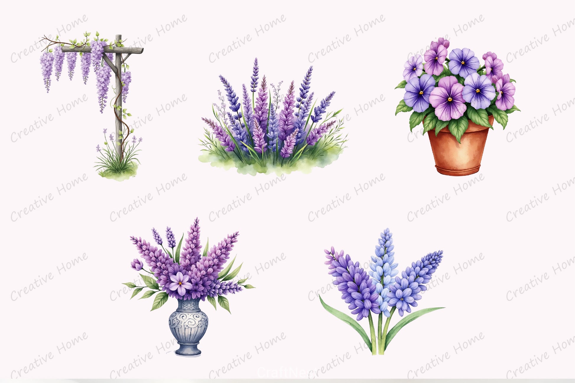 Purple Spring Clipart Bundle - CraftNest - Digital Crafting and Art