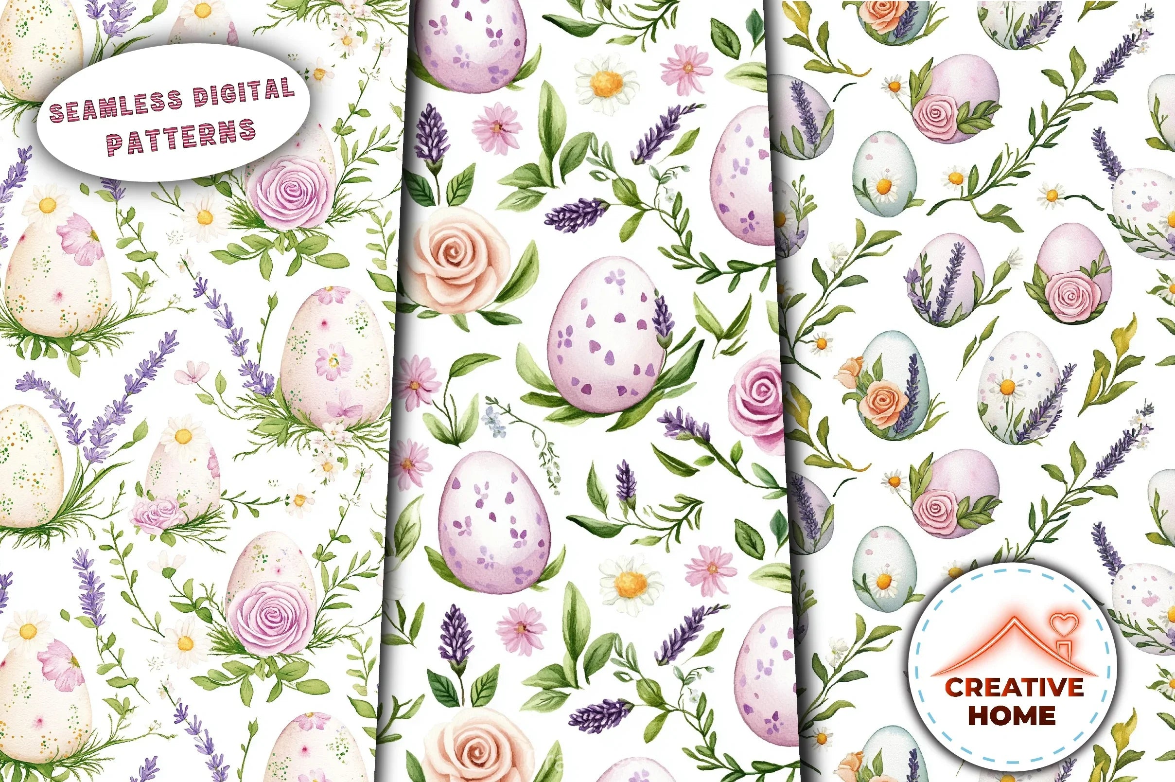 Easter Eggs Floral Garlands Clipart Bundle - CraftNest - Digital Crafting and Art