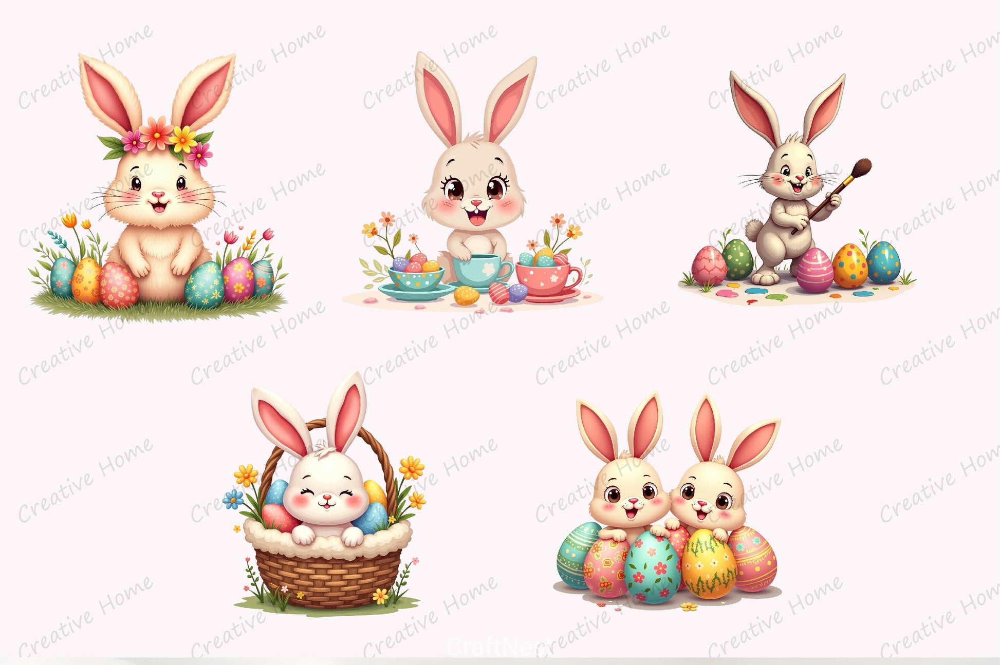 Cute Easter Bunny Clipart Bundle 54 - CraftNest - Digital Crafting and Art