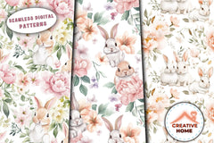 Easter Bunnies & Flowers Clipart Bundle - CraftNest - Digital Crafting and Art