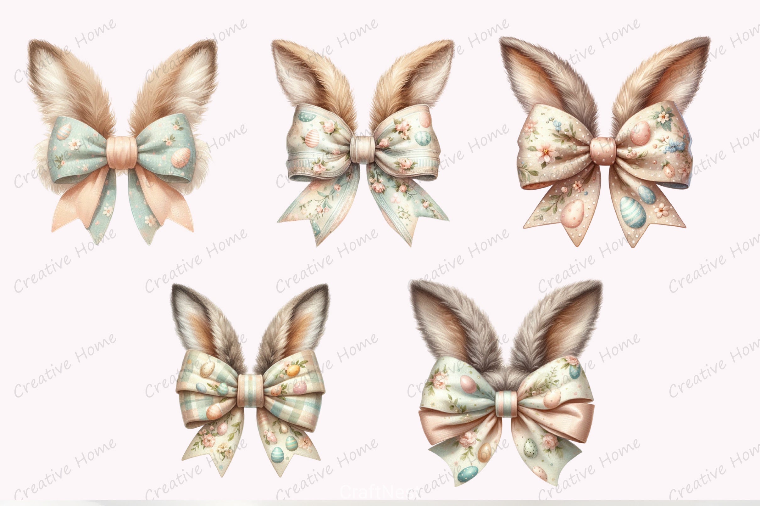 Easter Bunny Ears Clipart Bundle - CraftNest - Digital Crafting and Art