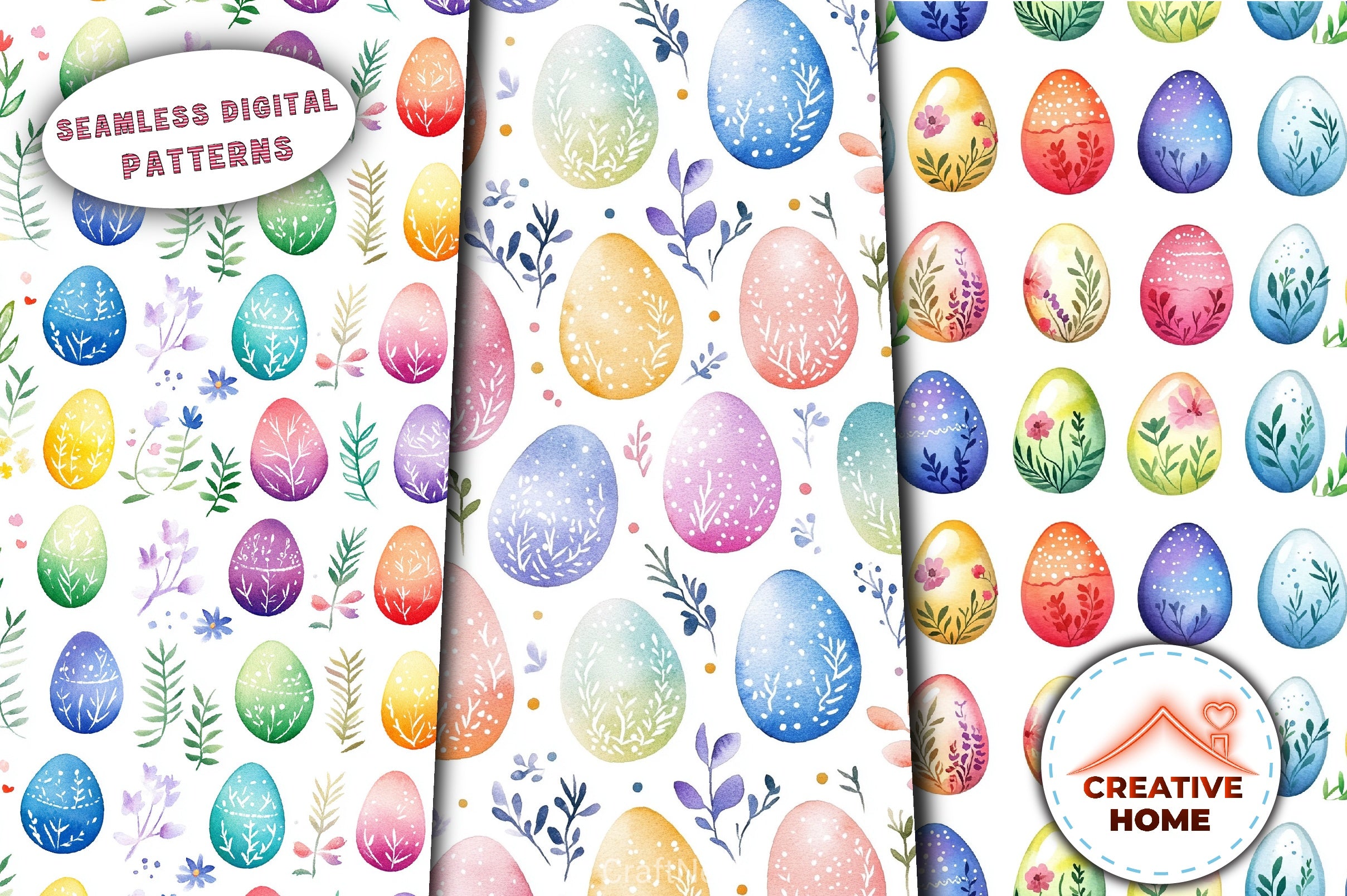 Easter Rainbow Eggs Floral Clipart Bundle - CraftNest - Digital Crafting and Art