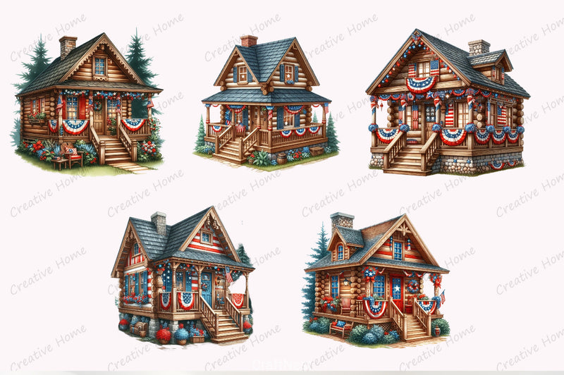 4th of July House Clipart Bundle - CraftNest - Digital Crafting and Art