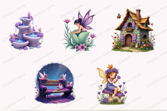 Enchanted Purple Fairies Garden Clipart Bundle - CraftNest - Digital Crafting and Art