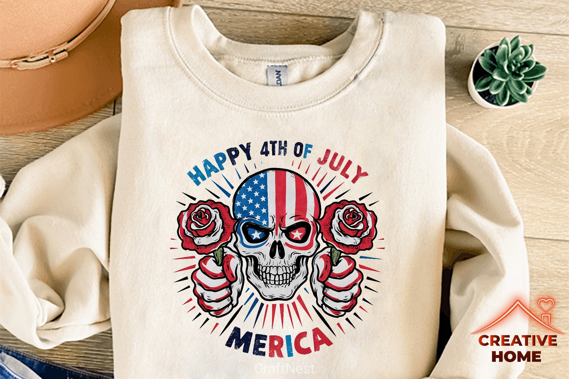 Patriotic Skull with Roses Clipart Bundle - CraftNest - Digital Crafting and Art