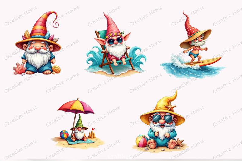 Beach Gnomes Clipart Bundle - CraftNest - Digital Crafting and Art