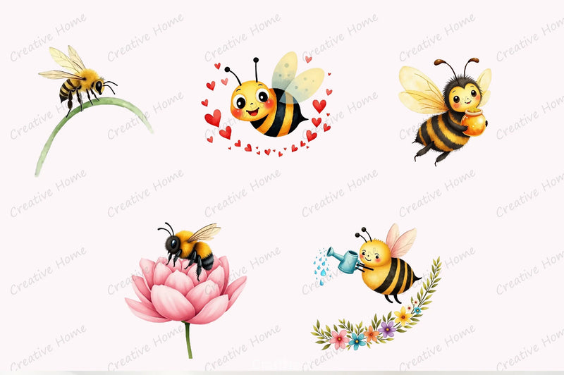 Spring Bee Clipart Bundle - CraftNest - Digital Crafting and Art