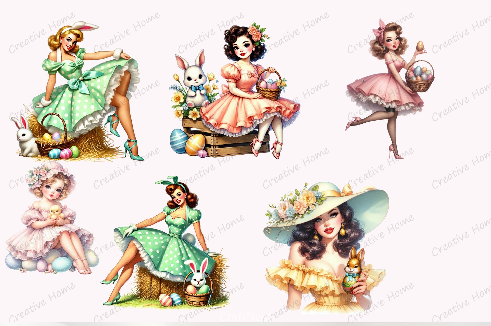 Easter Pin Up Girl Clipart Bundle - CraftNest - Digital Crafting and Art