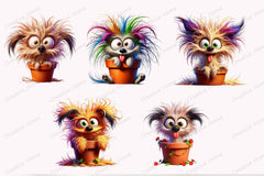Whimsical Puppy in Flowerpot Clipart Bundle - CraftNest - Digital Crafting and Art