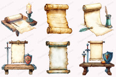 Vintage Medieval Scroll Clipart Set - CraftNest - Digital Crafting and Art