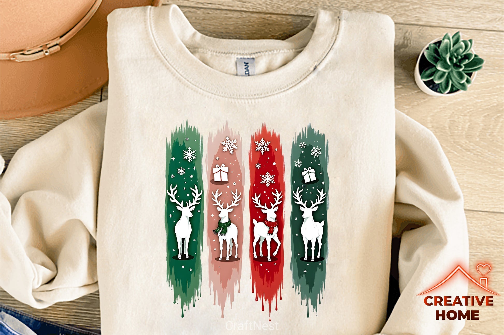 Christmas Reindeer Brushstrokes Clipart Bundle - CraftNest - Digital Crafting and Art