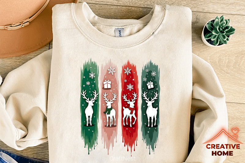 Christmas Reindeer Brushstrokes Clipart Bundle - CraftNest - Digital Crafting and Art