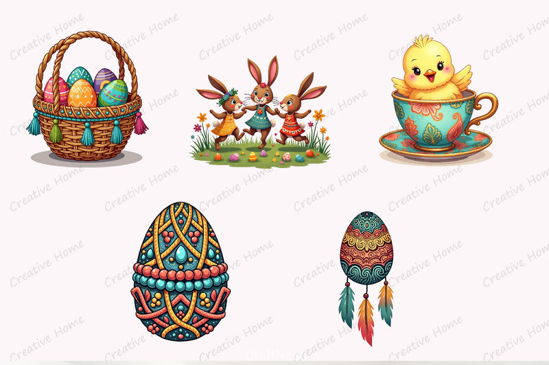 Boho Easter Clipart Bundle 5 - CraftNest - Digital Crafting and Art