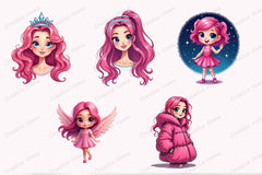 Glitter Pink Girl Clipart Bundle 4 - CraftNest - Digital Crafting and Art