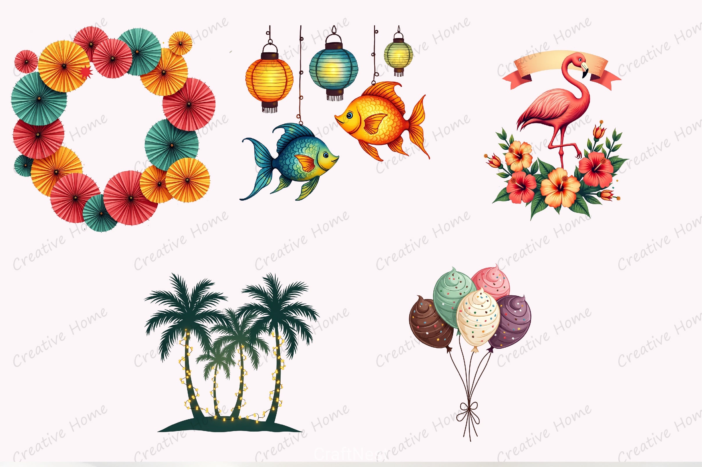 Summer Party Decor Clipart Bundle - CraftNest - Digital Crafting and Art