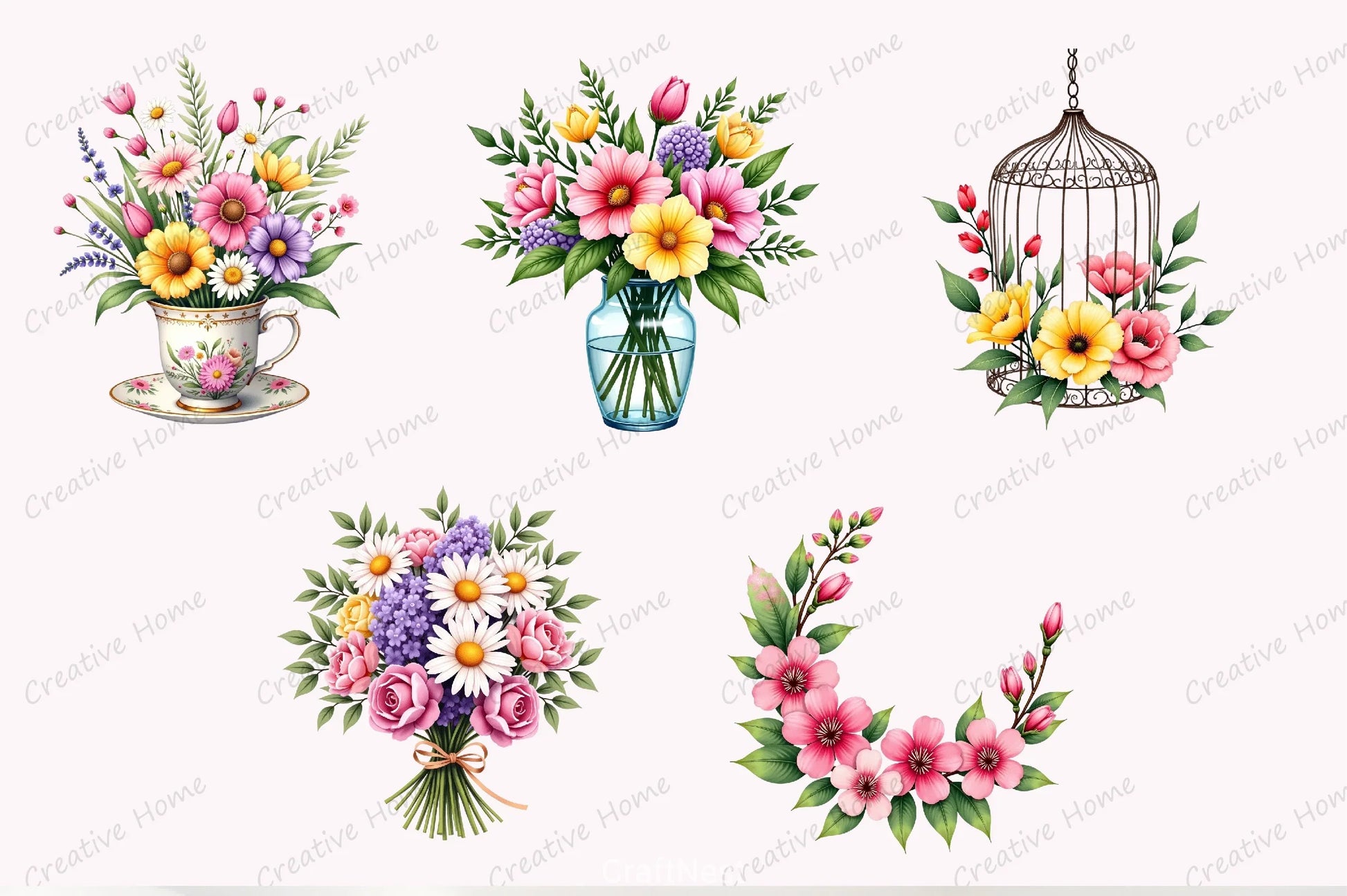 Spring Flower Clipart Bundle 4 - CraftNest - Digital Crafting and Art