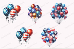 American 4th of July Party Balloons Clipart Bundle - CraftNest - Digital Crafting and Art