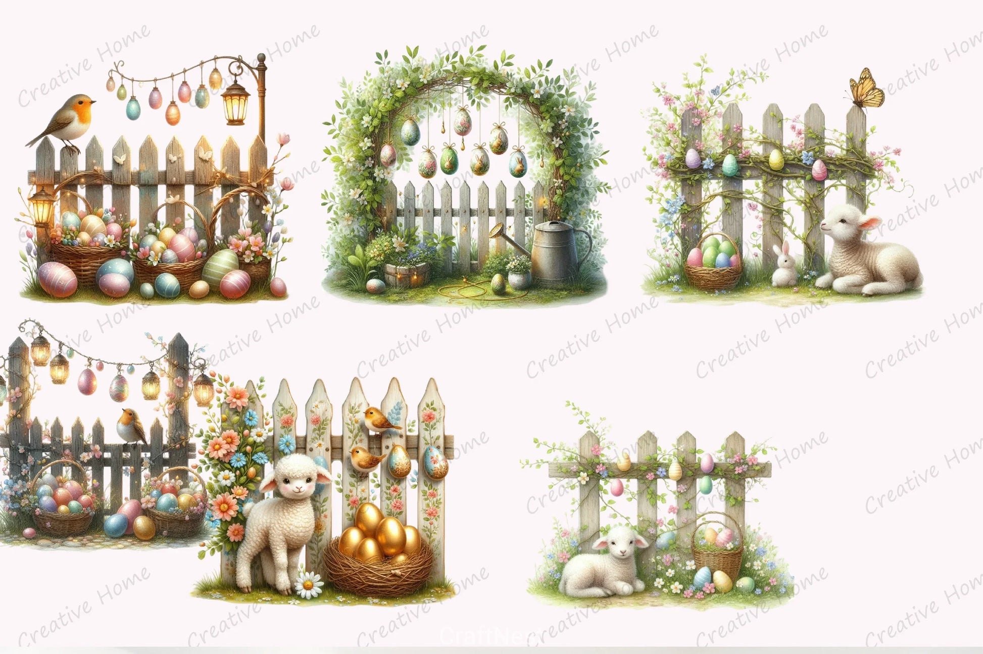 Easter Fence Clipart Bundle - CraftNest - Digital Crafting and Art