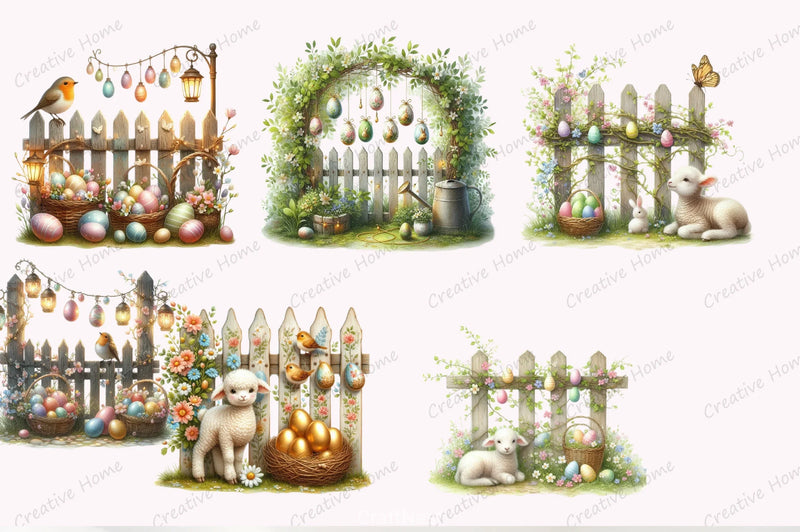 Easter Fence Clipart Bundle - CraftNest - Digital Crafting and Art