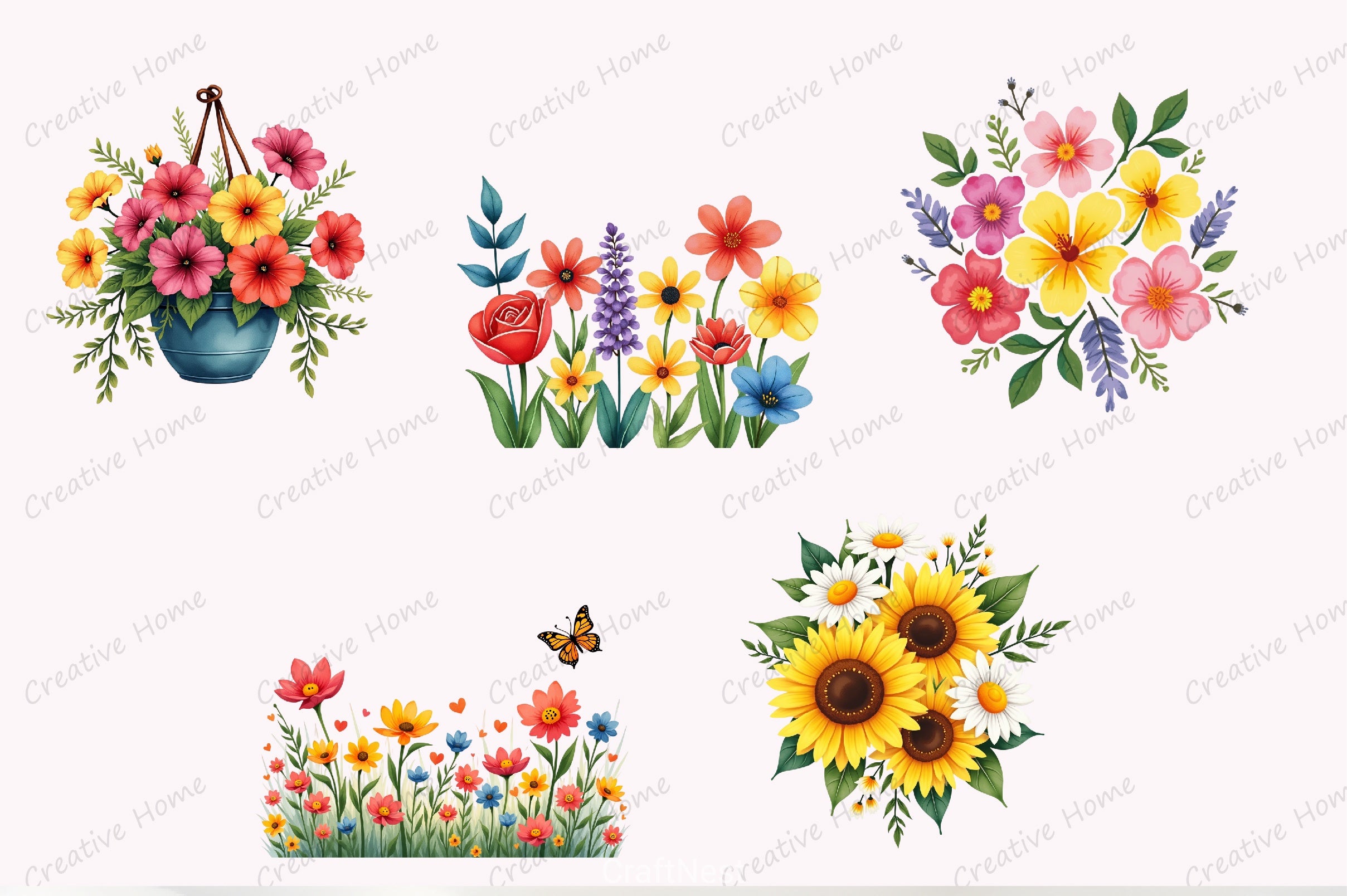 Summer Floral Clipart Bundle - CraftNest - Digital Crafting and Art