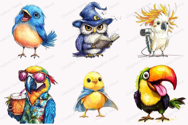 Funny Birds Clipart Bundle 13 - CraftNest - Digital Crafting and Art