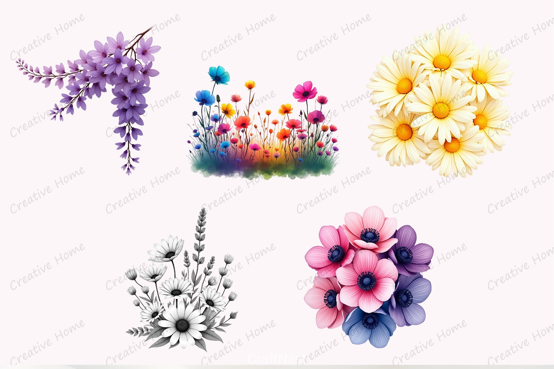 Wildflowers Clipart Bundle 1 - CraftNest - Digital Crafting and Art