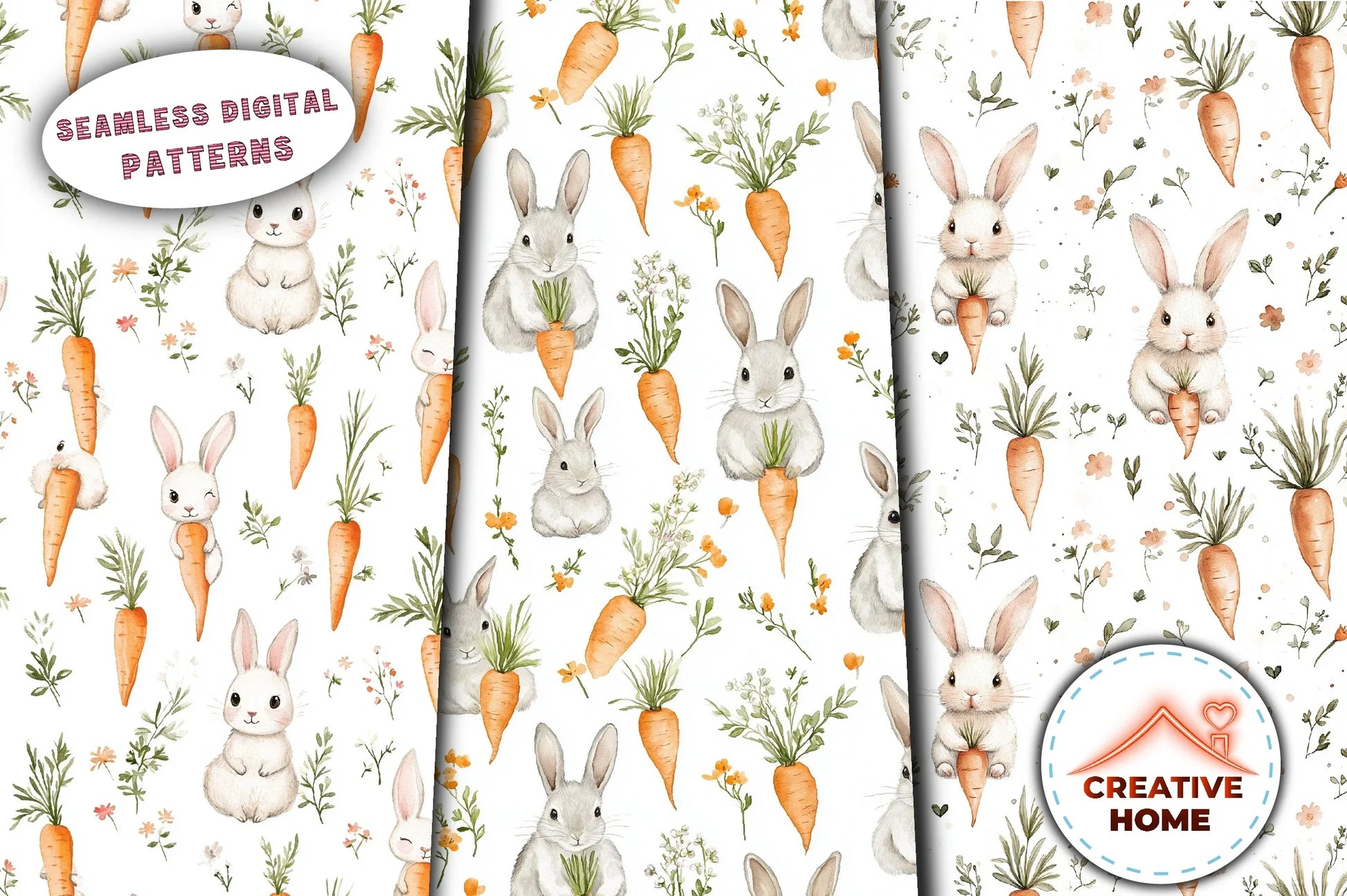 Easter Rabbits Carrots Clipart Bundle - CraftNest - Digital Crafting and Art