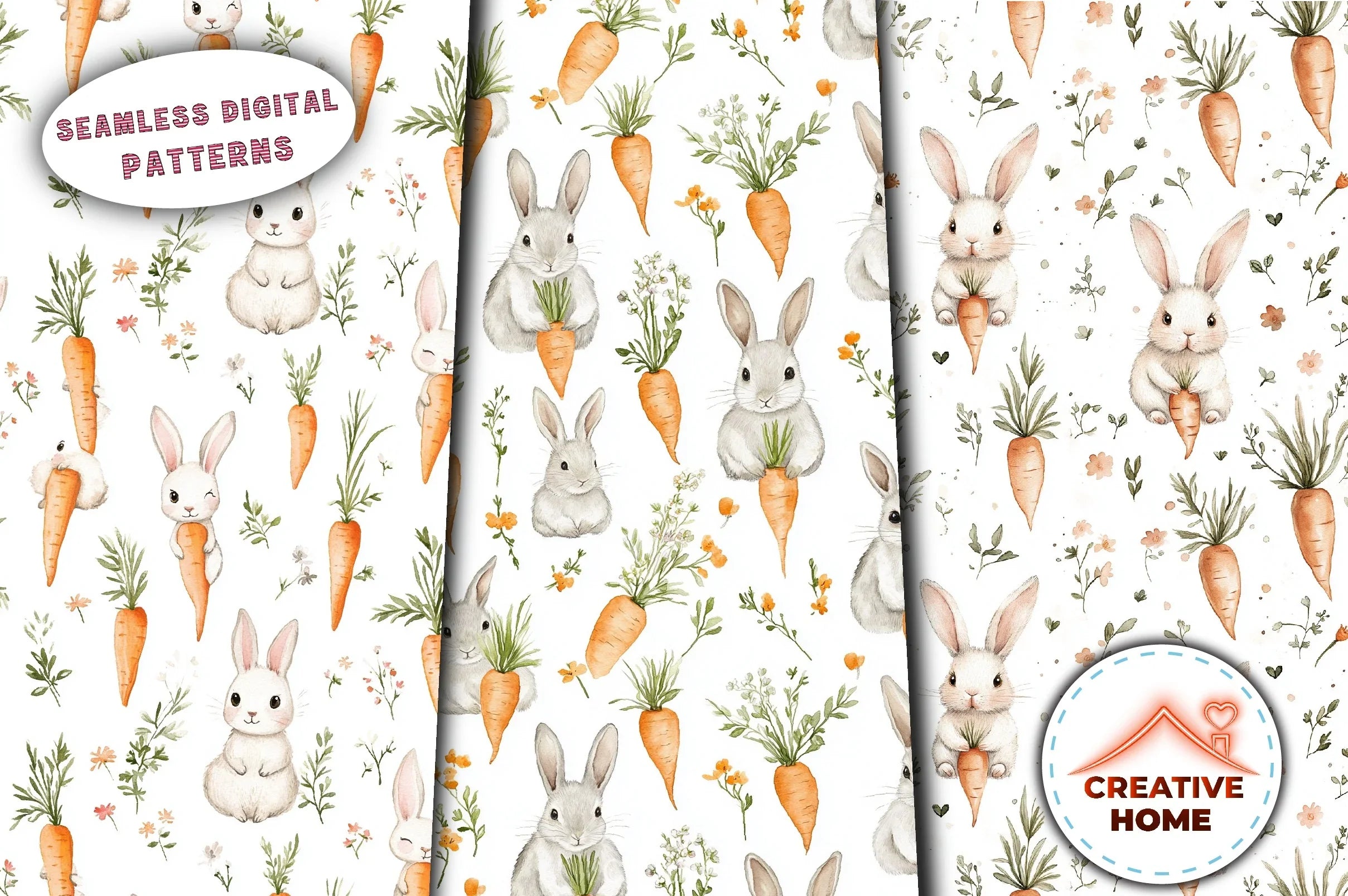 Easter Rabbits Carrots Clipart Bundle - CraftNest - Digital Crafting and Art