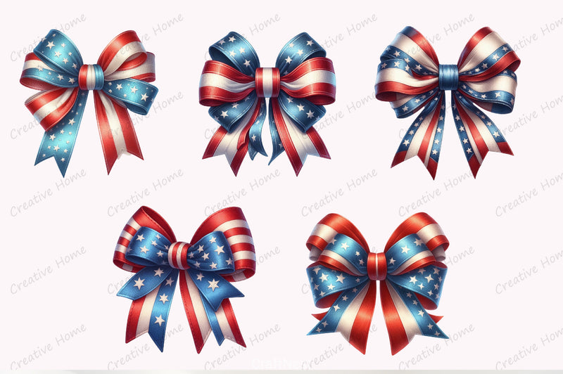 4th of July Bow Clipart Bundle - CraftNest - Digital Crafting and Art