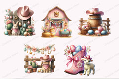 Pink Western Easter Clipart Bundle - CraftNest - Digital Crafting and Art