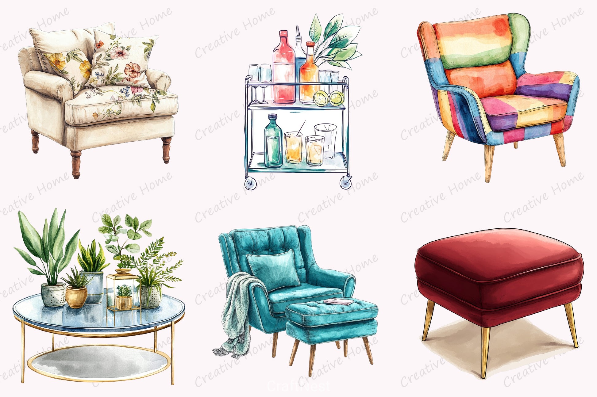 Home Furniture Clipart Bundle 3 - CraftNest - Digital Crafting and Art