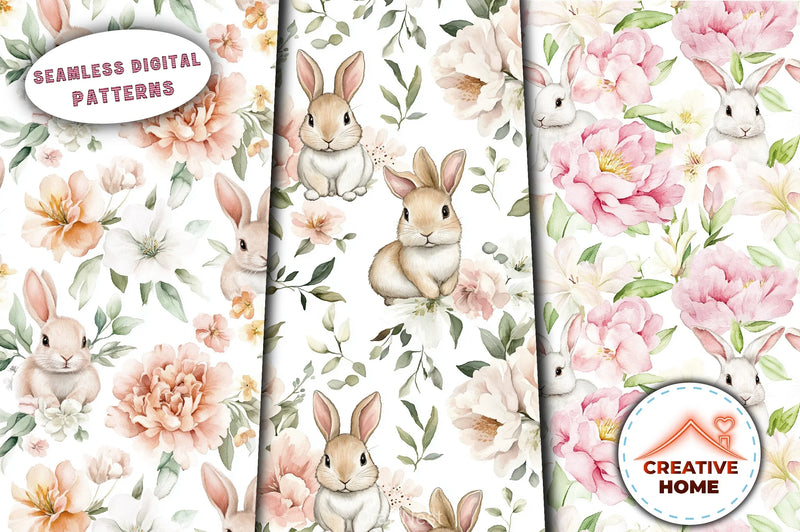 Easter Eggs Bunnies Flowers Clipart Bundle - CraftNest - Digital Crafting and Art